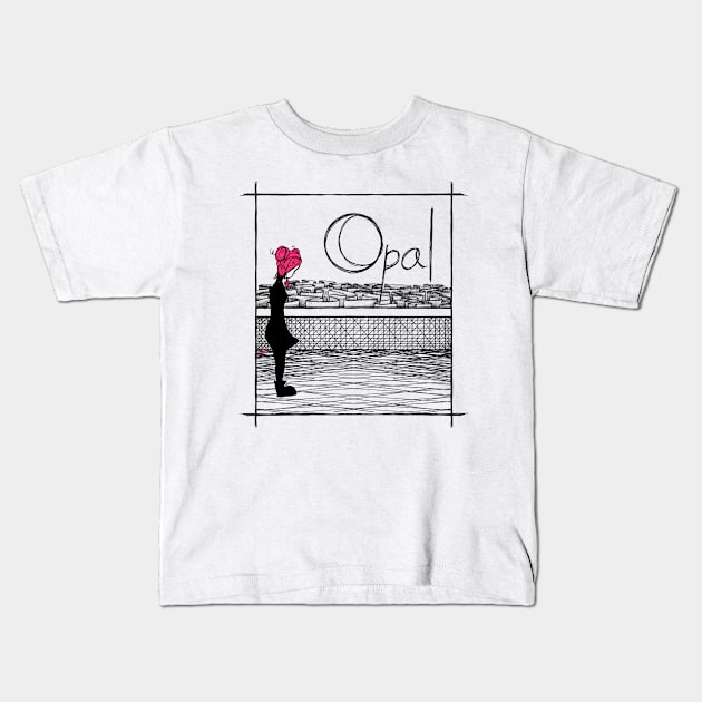 Opal On a building Kids T-Shirt by Opalescents